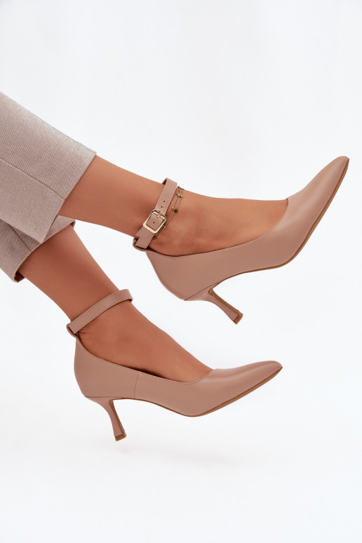hochhackige Schuhe Schuhe mit Riemen Beige Perrine