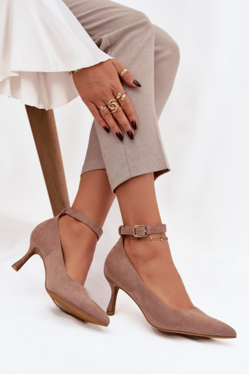 hochhackige Schuhe Schuheaus Öko-INildlederu Beige Devoria