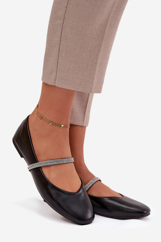 Ballerinas FemininBłyszczącymi Paskami schZuarze Farbe Ilirene