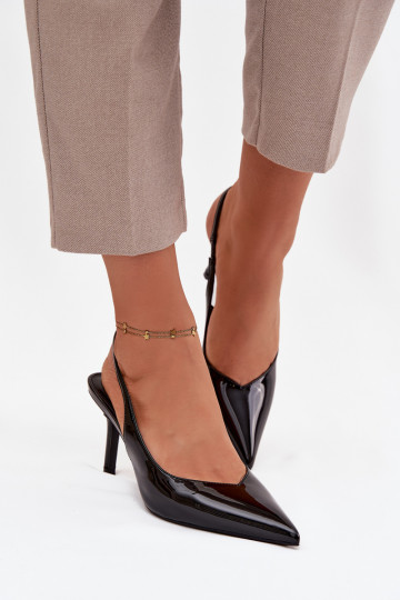 Phelia Schuhe in Schwarz mit dünnen Absätzen und Lackeffekt