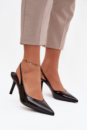 Phelia Schuhe in Schwarz mit dünnen Absätzen und Lackeffekt 2