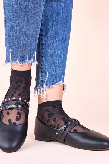 Schwarze Ballerinas mit dekorativen Bändern Vika 2