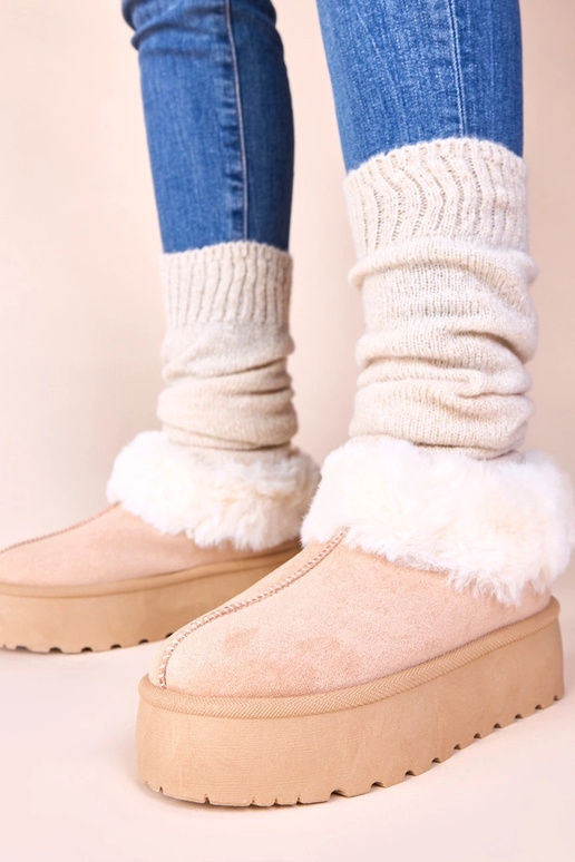 Hellbeige Schneestiefel mit Fell Deesi