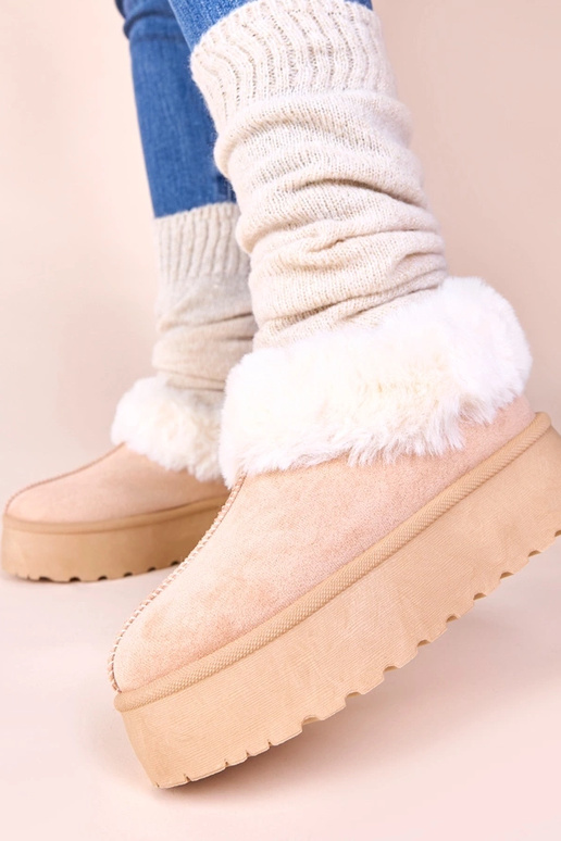 Hellbeige Schneestiefel mit Fell Deesi