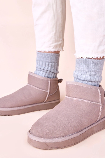 Graue Schneestiefel aus Naturveloursleder Besia