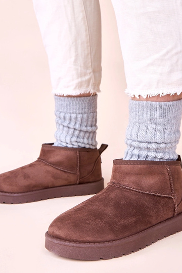 Schokoladenbraune Schneestiefel mit Fell Elriee