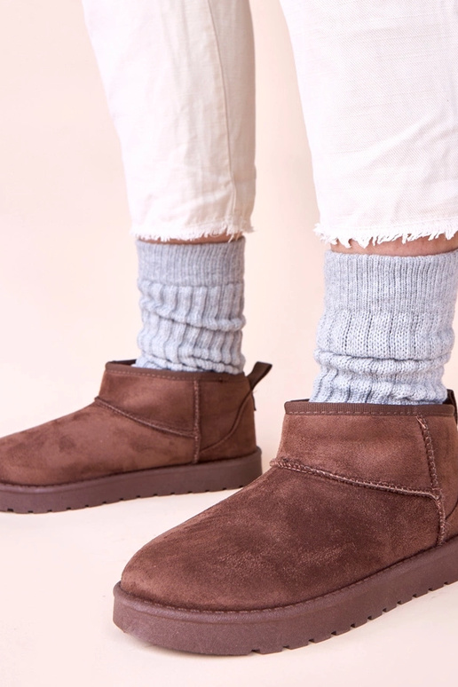 Schokoladenbraune Schneestiefel mit...