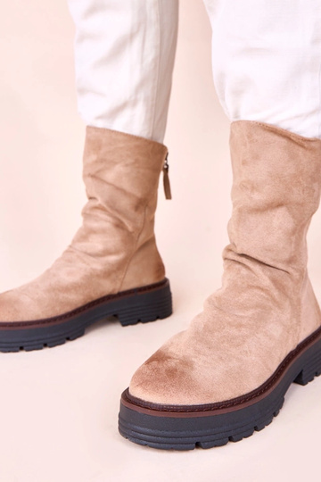 Beige Stiefeletten mit gefaltetem Vorderteil Arlea 2