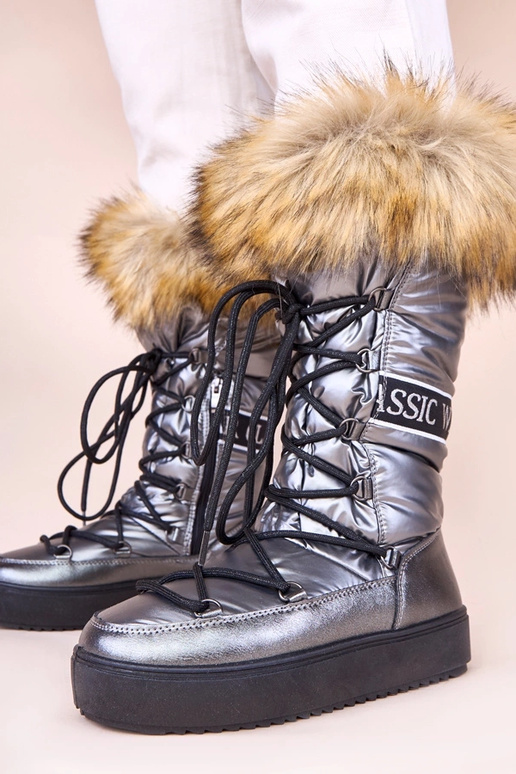 Metallfarbene Eskimo-Schneestiefel...