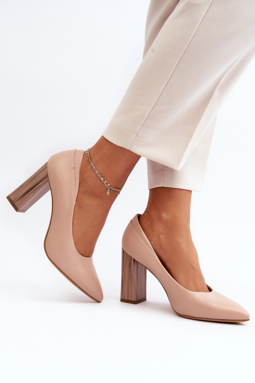 Eleganter Stil Schuhe mit stylischem Absatz Sergio Leone PB217 Nude
