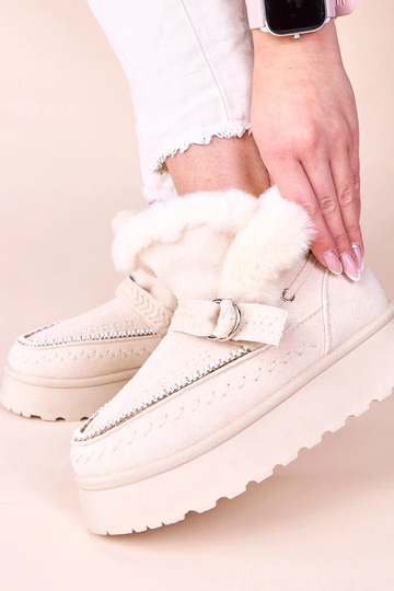 Beige Schneestiefel mit... 2