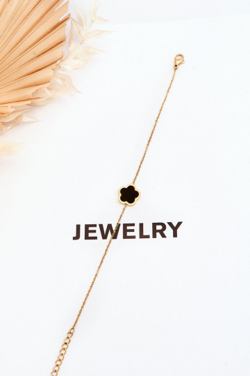 Damenarmband mit schwarzer Blume in Goldfarbe 2