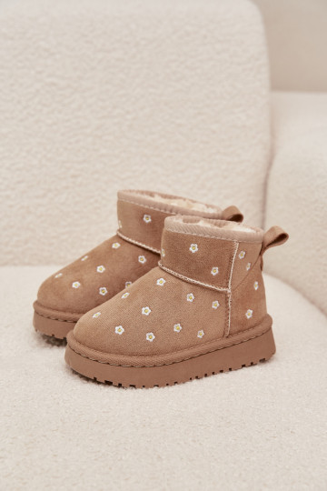 Schneestiefel Kindisch Ozdobione mit floralen Motivenuszkami Beige Gracina 2