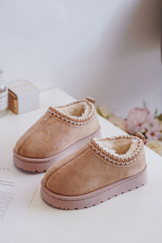 Schneestiefel Stiefel Kindisch mit einer Plattform sich Zuarm laufen mit Fell innen Beige Vilabria