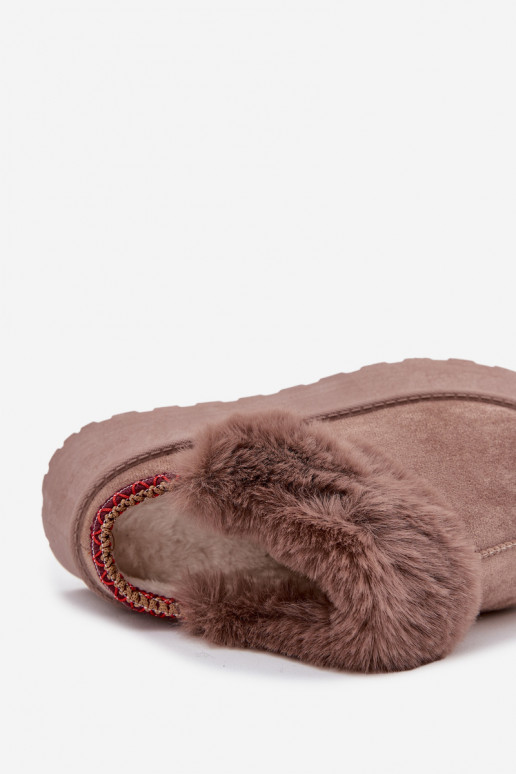 Damen Schnee Stiefel mit Plattform und Fell mit Stickerei in sandfarbiger Farbe Querina