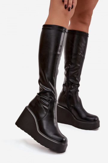 Damen Overknee-Stiefel mit Plateau in Schwarz "Terisse"
