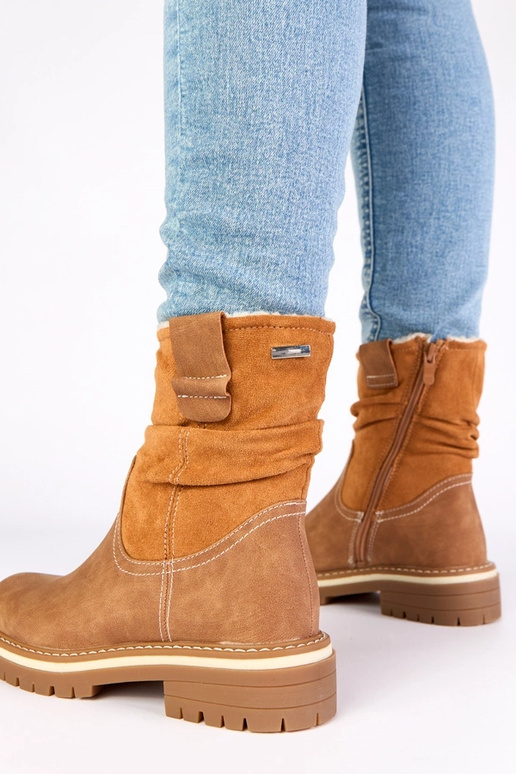 Braune warme Stiefeletten mit...