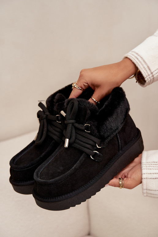 Schwarze Damen-Schneestiefel aus echtem Wildleder D.Franklin DFSH375006