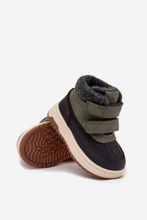 Kindersneestiefel in grün-schwarz mit Klettverschlüssen Darlene