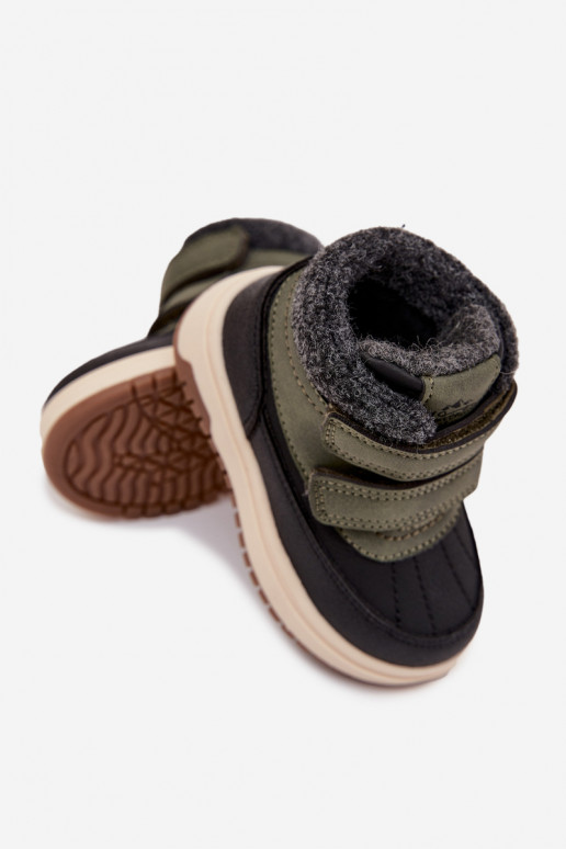 Kindersneestiefel in grün-schwarz mit Klettverschlüssen Darlene