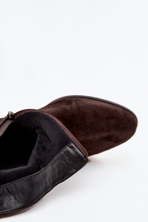 Warme Damen Stiefeletten aus Kunstwildleder Klocke D&A CR52-651 schokoladenbraun