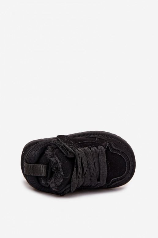 Schwarze warme Kinder Sportschuhe mit Fellfutter Mireen