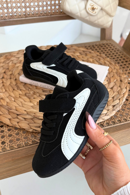 Kindersneaker mit Klettverschluss in Schwarz und Weiß Perrin