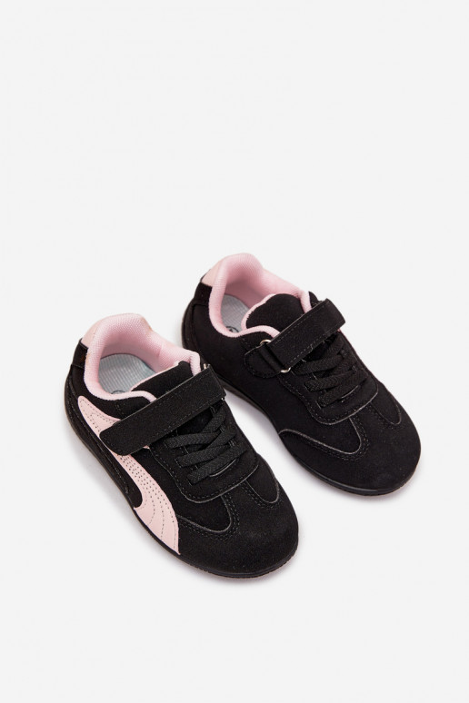 Kindersneaker mit Klettverschluss in Schwarz und Rosa Perrin