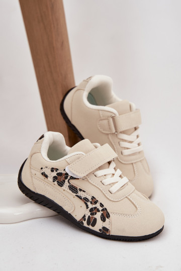 Kindersneaker mit Klettverschluss in Sandfarbe mit Mustern Perrin