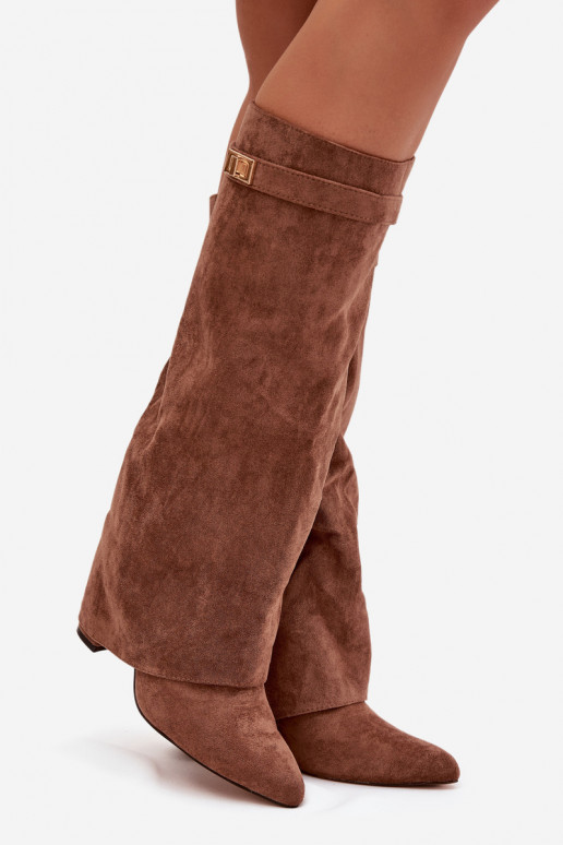 Stiefel aus Öko-INildlederoZue Obcas Słupek Zum Schloss sich Zuarm laufen INyZuinięta CholeZuka Beige Evyra