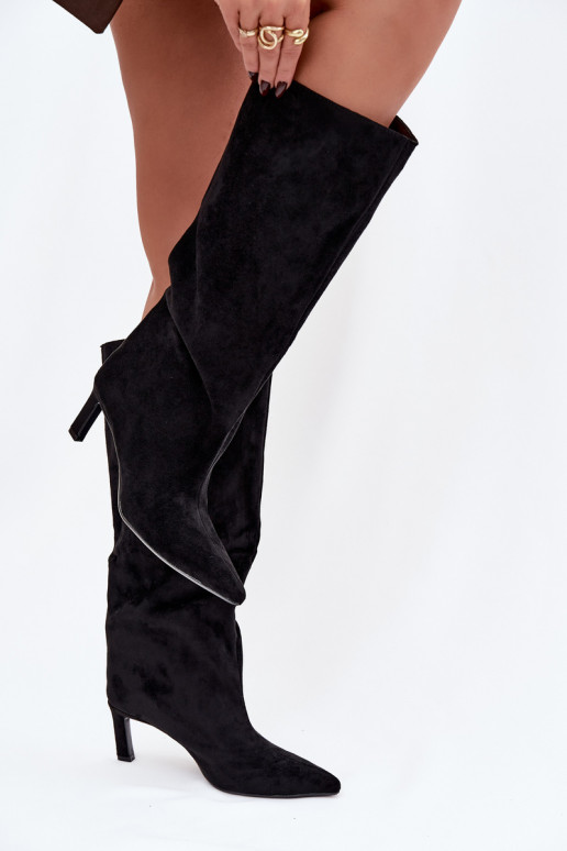 Damenstiefelaus Öko-INildlederu Ein überzeugendes Stilvollll mit dünnen Absätzen schZuarze Farbe Phelin