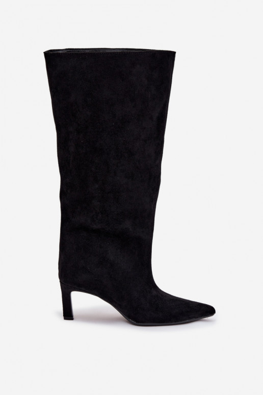 Damenstiefelaus Öko-INildlederu Ein überzeugendes Stilvollll mit dünnen Absätzen schZuarze Farbe Phelin