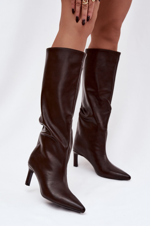 Damenstiefel Ein überzeugendes Stilvollll mit dünnen Absätzen Mit Nähen CzekoladoZue Olyvia