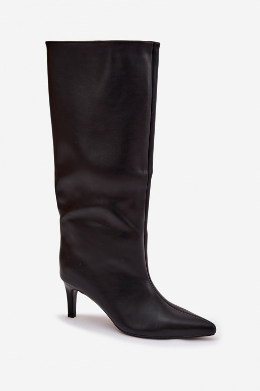 Damenstiefel Ein überzeugendes Stilvollll mit dünnen Absätzen Mit Nähen schZuarze Farbe Olyvia