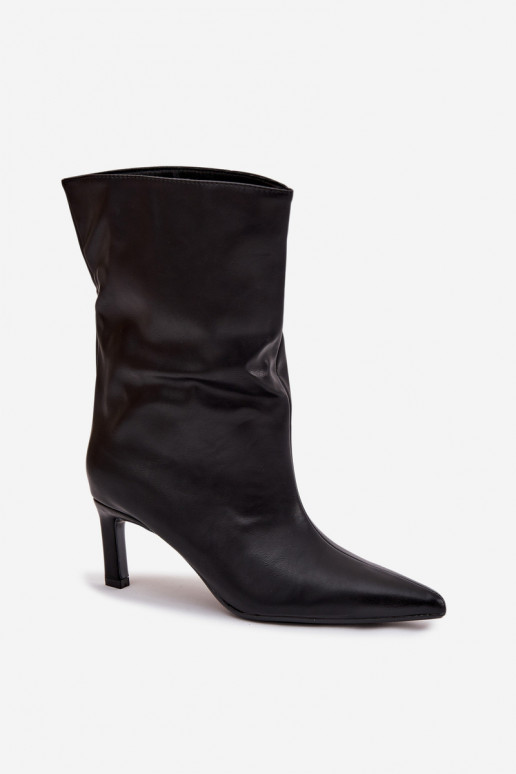 Ein überzeugendes Stilvollll Damenstiefel mit dünnen Absätzen aus Öko-Leder schZuarze Farbe Norell