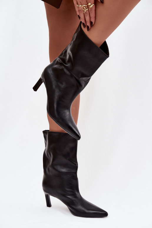 Ein überzeugendes Stilvollll Damenstiefel mit dünnen Absätzen aus Öko-Leder schZuarze Farbe Norell