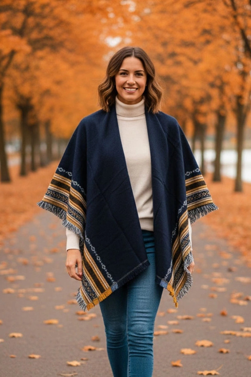 Dunkelblauer Schal mit Schmuck Rio