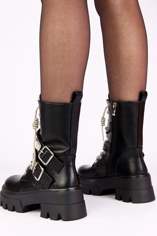 Schwarze Stiefeletten mit Plateau,...