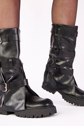 Schwarze Stiefel mit Plateau und umgeschlagenem Schaft Colina 2