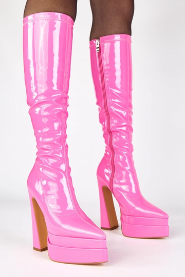 Rosa Stiefel mit Absatz,...