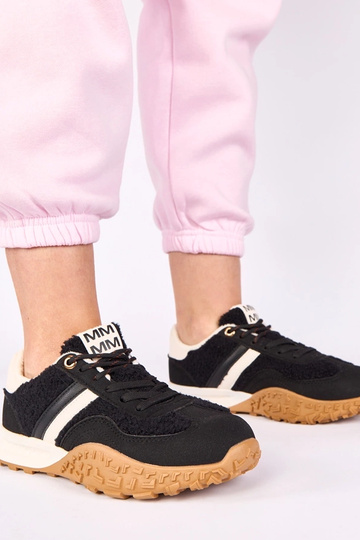 Schwarze Sneakers, warm gefüttert mit Pelz Sanna