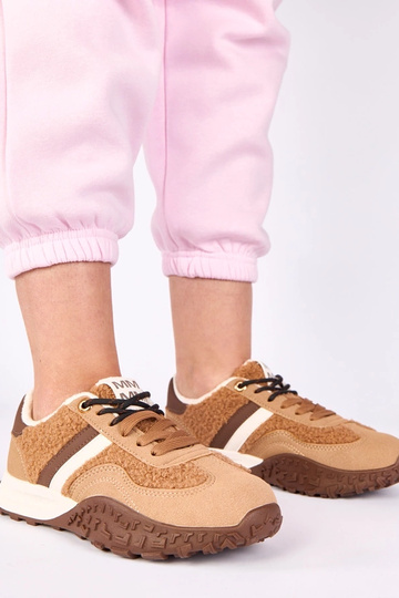 Braune Sneakers, warm gefüttert mit Pelz Sanna