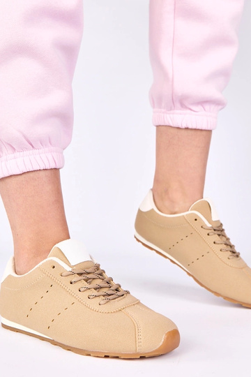 Sandfarbene Sneakers mit weißem Akzent Birna 2