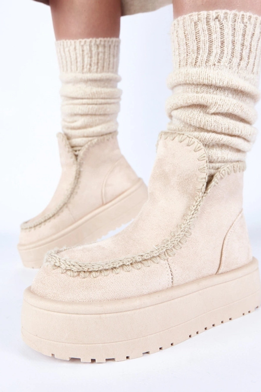 Helle Sandfarbene Schneestiefel mit...