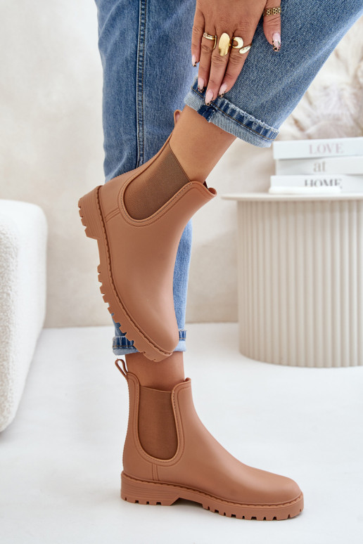 Gummistiefel FemininElastycznymi INstaZukami braune Farbe Ciariel