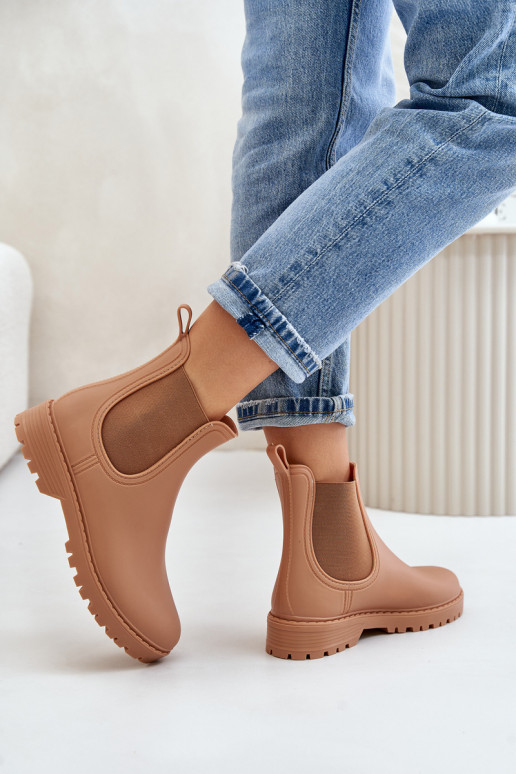 Gummistiefel FemininElastycznymi INstaZukami braune Farbe Ciariel