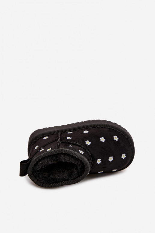Kinder-Schneestiefel mit Blumenmotiven in schwarz Gracina