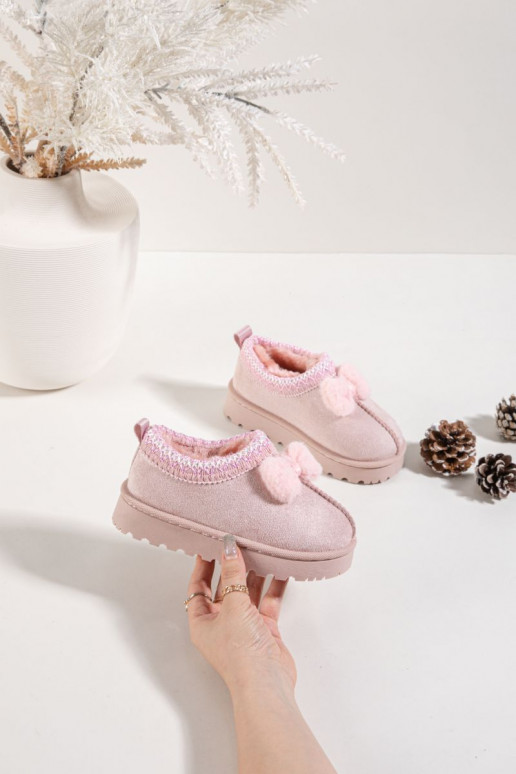 Kinder-Schneestiefel mit Stickerei und Schleife in rosa Daven