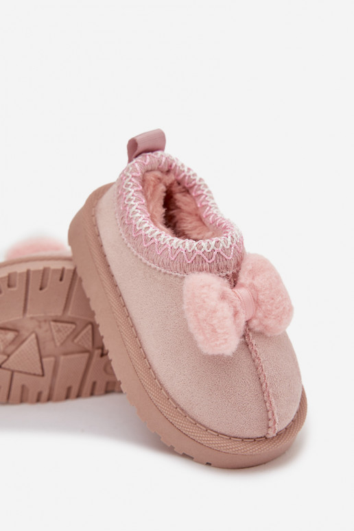 Kinder-Schneestiefel mit Stickerei und Schleife in rosa Daven