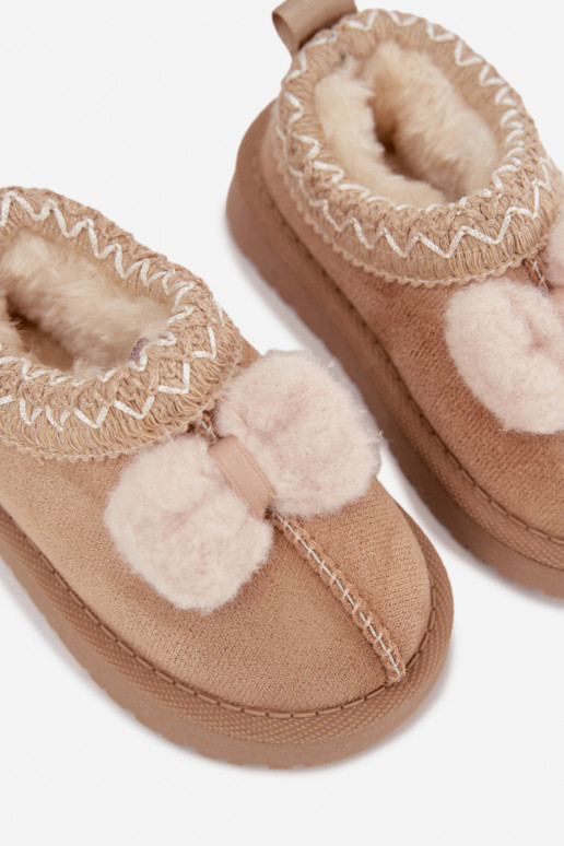 Kinder-Schneestiefel mit Stickerei und Schleife in sandfarben Daven